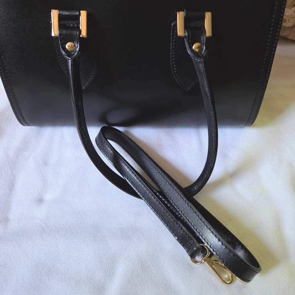 Lisa Minardi Satchel Handbag Medium Black NEW Leather Made in Italy